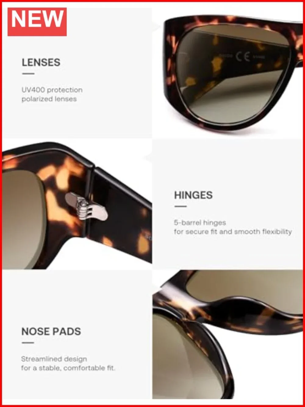 Vintage Retro Oversized Aviator Polarized Sunglasses UV400